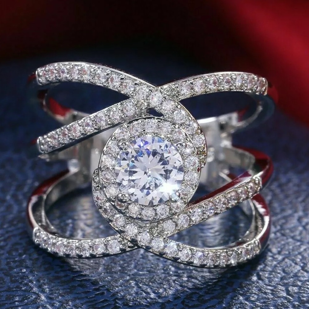 New Cubic Zirconia Gold & Sterling Silver Ring